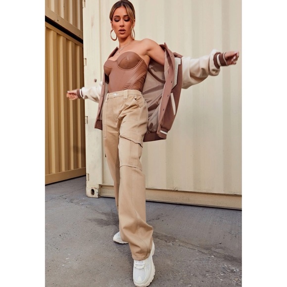 Fashion Nova Jackets & Blazers - Fashion Nova Best In Class “J” Varsity Jacket in Mocha Combo